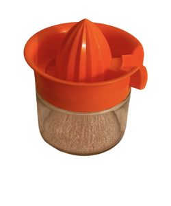 Vintage Orange Hand Juicer With Glass Jar Base 12 Oz Capacity