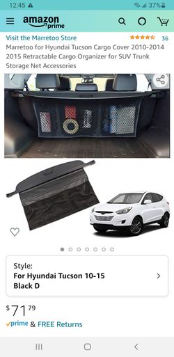 Marretoo for Hyundai Tucson Cargo Cover 2010-2014 2015 Retractable Cargo Organizer for SUV Trunk Storage Net Accessories

