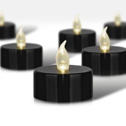 Black Tea Lights Candles Battery Operated, 27 Pack