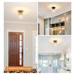 DSMJFU Brass Semi Flush Mount Ceiling Light,