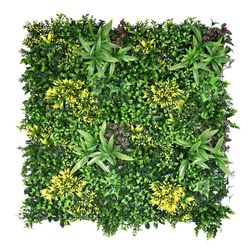 Vibrant 40" x 40" Artificial Green Wall Panel with Tropical & Yellow Accents