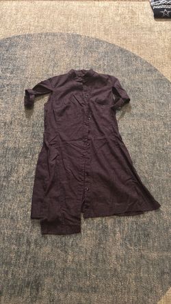Dark Purple Button-Down Shirt Dress