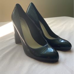 Black patent leather platform