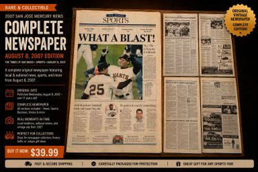 Barry Bonds 756 Home Run Newspaper 8/8/2007 WHAT A BLAST! SF Giants Historic