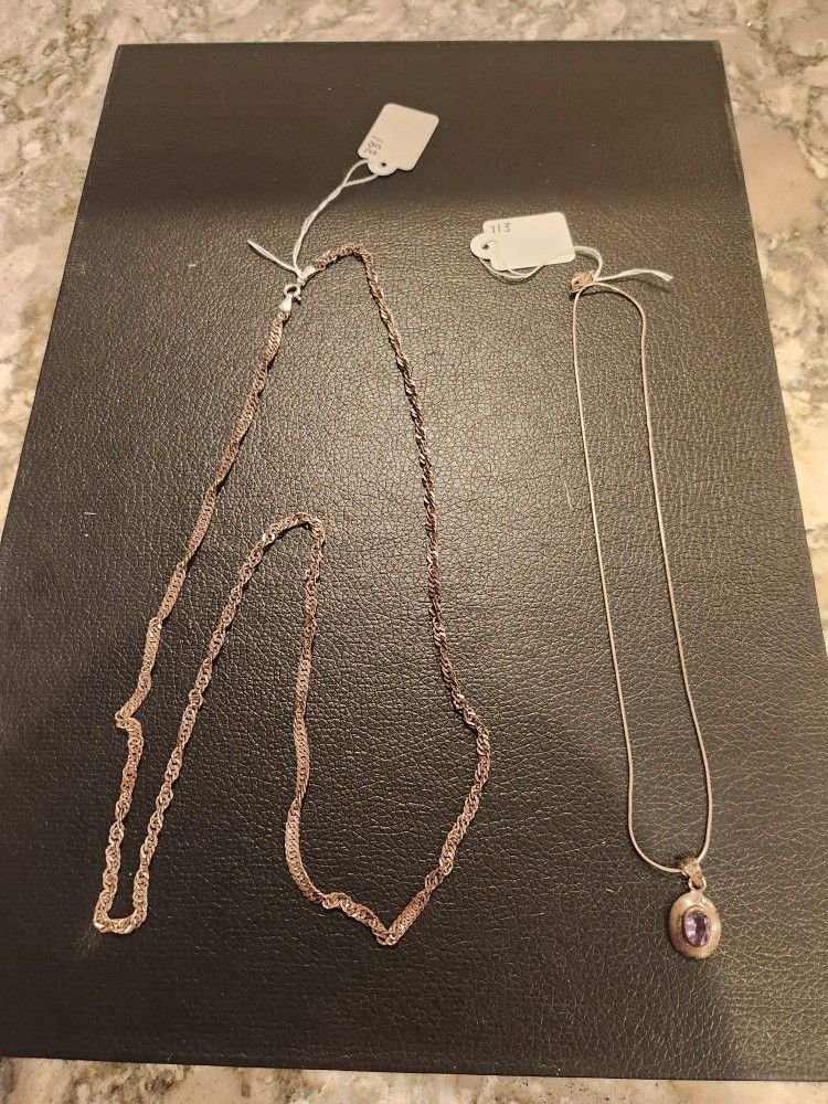2 Sterling Silver Necklaces, .925 Silver, 19.4 g