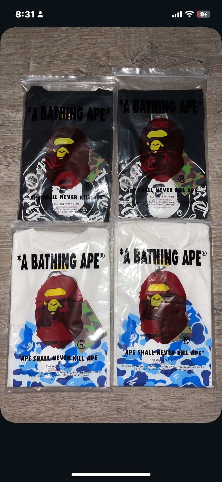 Bape tee shirts