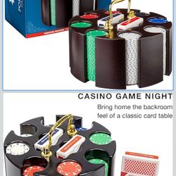 New Brybelly Poker Chips - Poker Set with Wood Carousel Case for Casino Party, Texas Holdem, Blackjack and Family Game Night