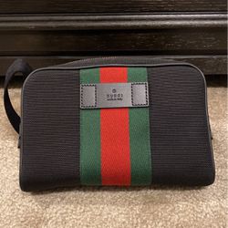 Men's Black Nylon Web Red Green Waist Belt Bag