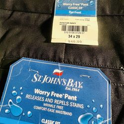 St. John Bay Worry Free pant- Navy- Classic Fit