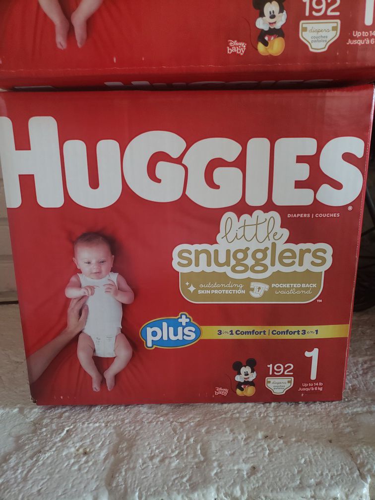Huggies little snugglers size 1. 192 pack