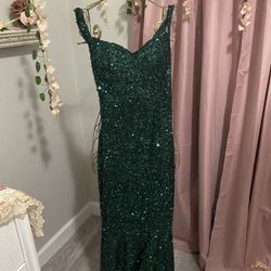Green Shiny Prom Dress