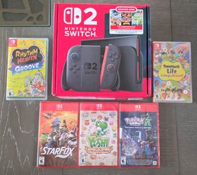 Nintendo switch 2 pick your game mario kart, donkey kong or pokopia bundle plus 5 more games