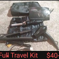 HAIR STRAIGHTENER , PROFESSIONAL GRADE with CURLING IRON & Dryer with Travel Kit