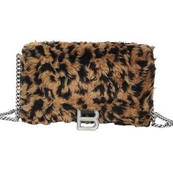 BALENCIAGA HOURGLASS WALLET ON CHAIN WITH LEOPARD PRINT