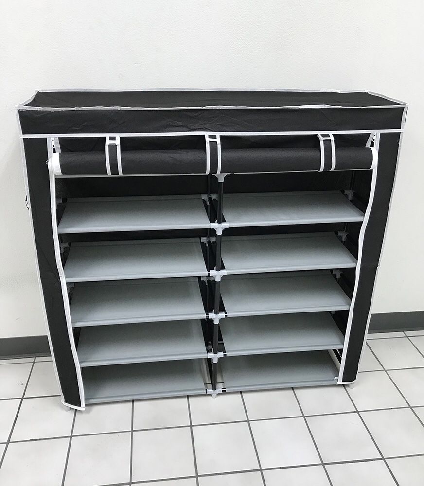 New $25 each 6-Tiers 36 Shoe Rack Closet Fabric Cover Portable Storage Organizer Cabinet 43x12x43”