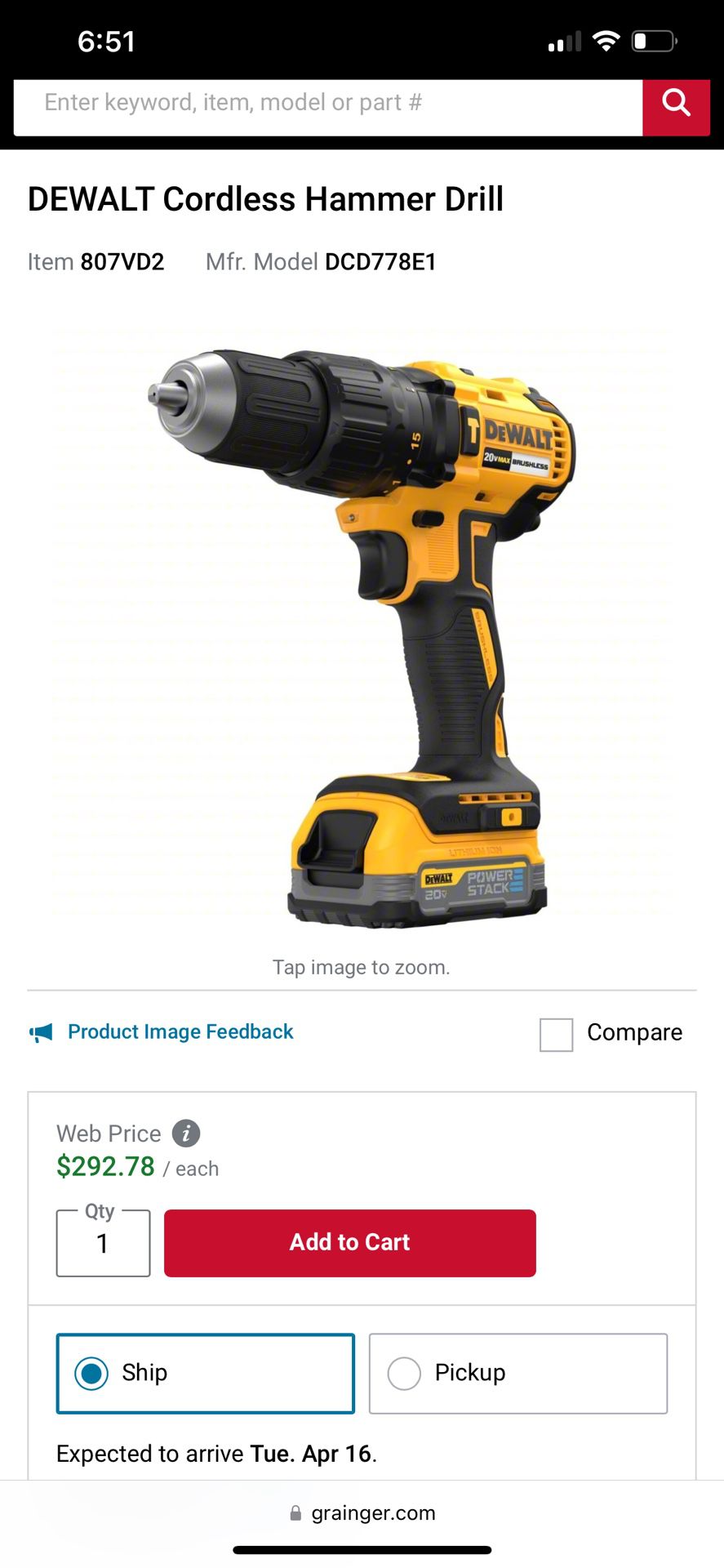 Dewalt Hammer Drill Battery And Charger Included 