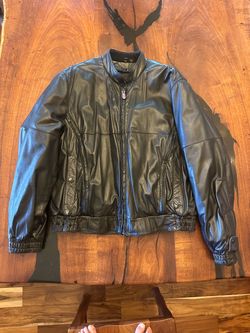 Men’s black leather XXL motorcycle jacket by First Gear