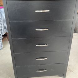 Black Wood Dresser 5 Drawer 