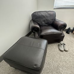 Leather Couch & Ottoman