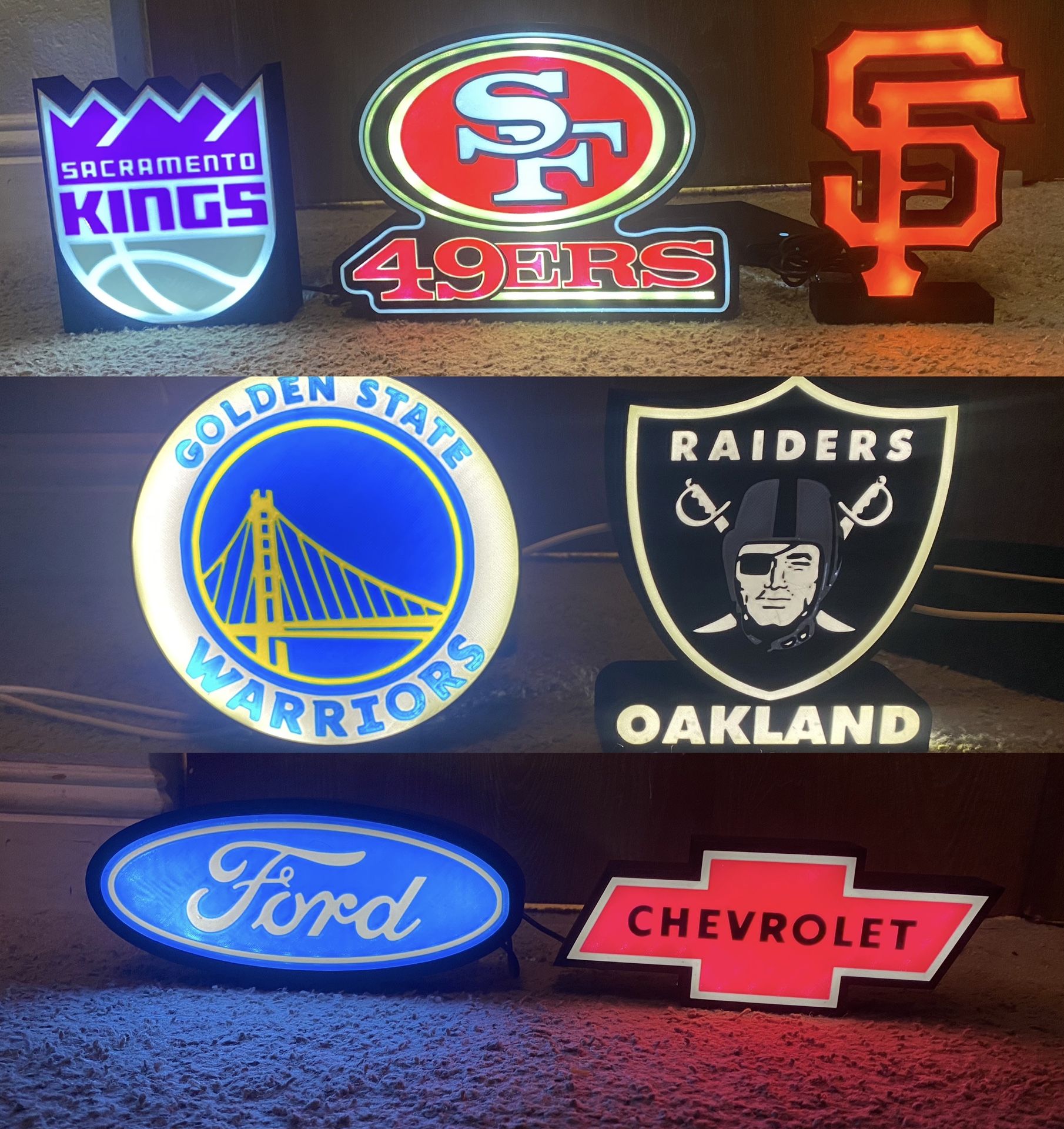 Lightboxes 49er, Raiders, Giants, Kings, Warriors