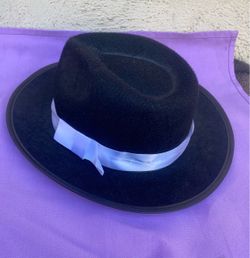 Black Felt Wide Brim Hat with Satin Band