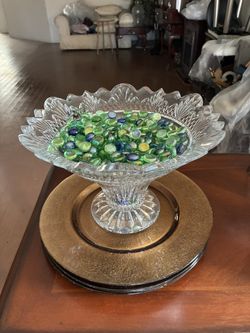 Large Crystal Vase With Marbles $15.00