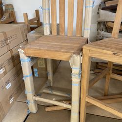 2 Solid Teak Patio Bar Chairs
