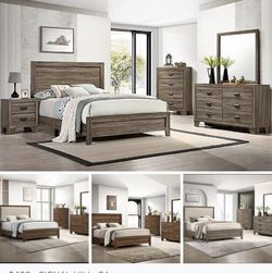 4- Pc Bedroom set Dresser,Mirror  Nightstand (1) Queen size bed frame  Not including Mattress and Box Sp