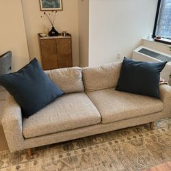 West Elm 2-Seat Sofa (Light Gray) – Excellent Condition