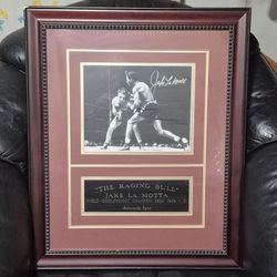 Framed And Signed Black/White Photo  Jake La Motta "The Raging Bull " With COA