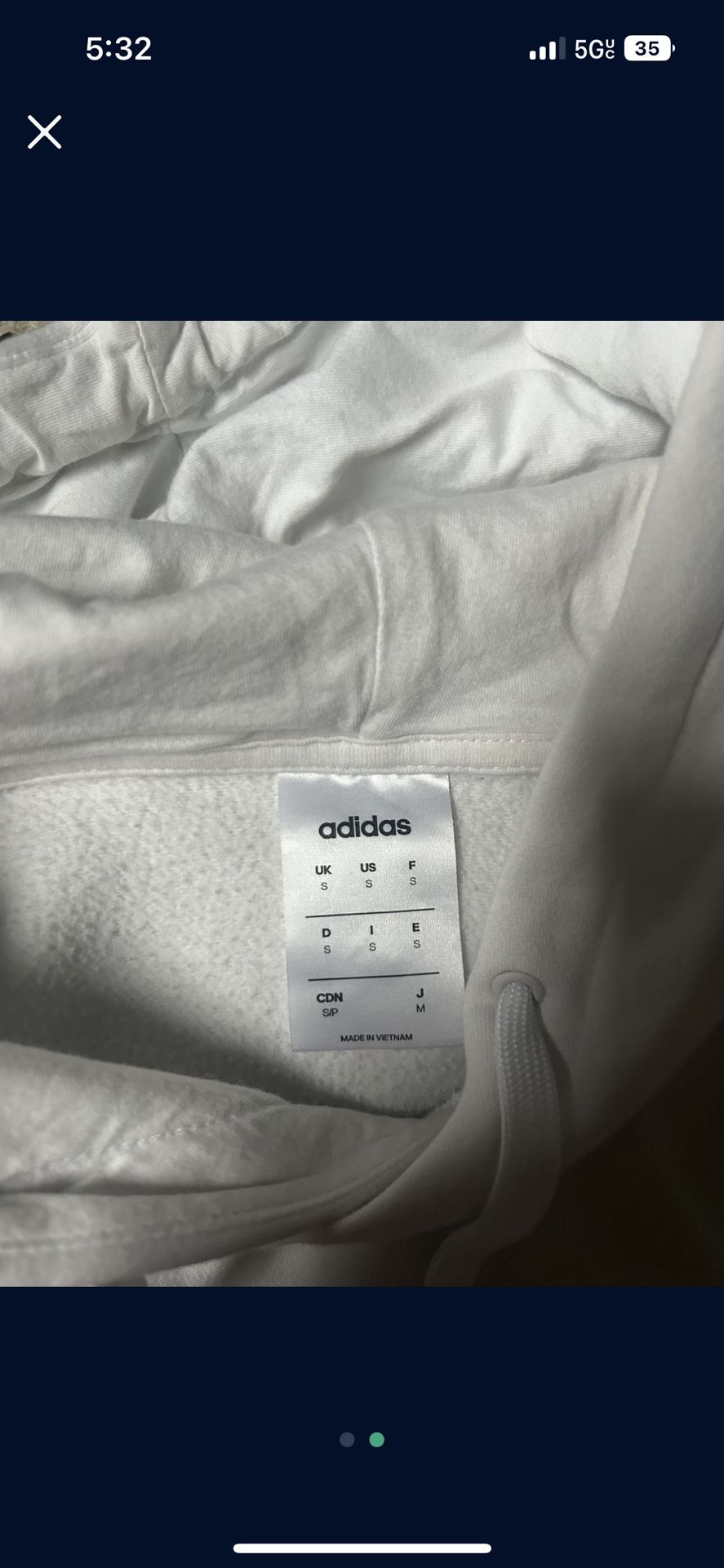 adidas hoodie size s