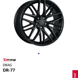 Drag DR-77 Flat Black Full Painted 18x8 5x114.3 40mm Rim and Tire Combo