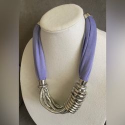 Nordstrom, Flexible Snake Serpentine Silver & Purple Statement Necklace