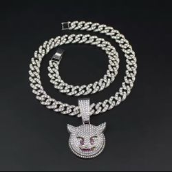 Smiley Monster Pendant & Cuban Chain