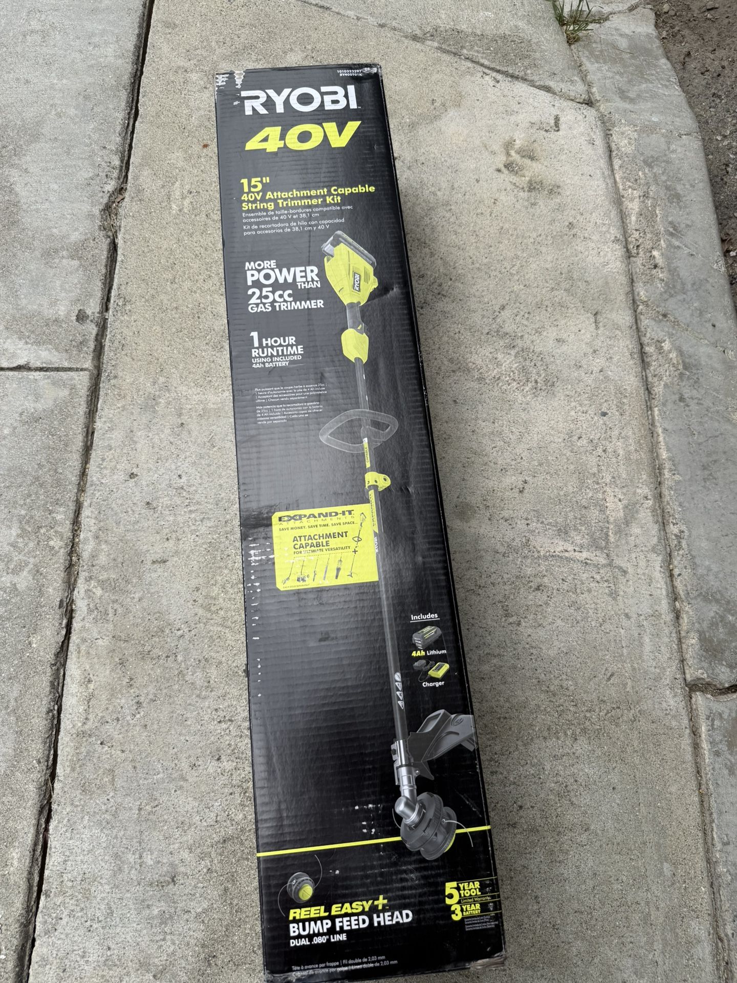 RYOBI 40V 15” Attachment Capable String Trimmer Kit