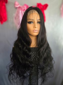 28" human hair wig natural black  new  4x4 lace front