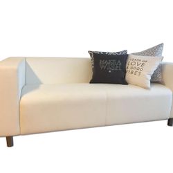 Free Delivery! Ikea 3 seater Off white Fabric sofa. Width 54.5” Height 26.5”, Depth 34”. Great Condition! 