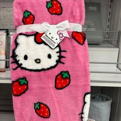 HELLO KITTY STRAWBERRY FAUX FUR THROW PRICE IS FIRM 