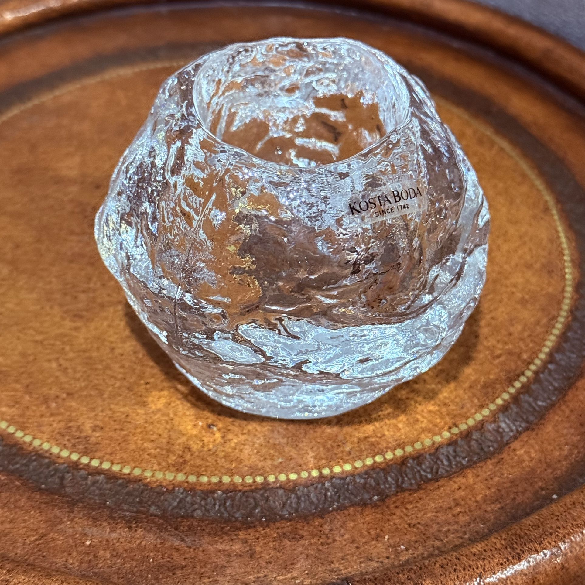 Kosta Boda “Snowball” Votive Candle Holder • Swedish Art Glass