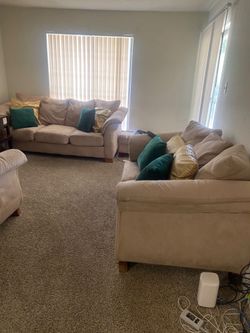 Beige Fabric Sofa Set – 2 Couches