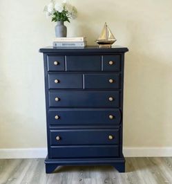 Navy Blue Painted Tall Chest of Drawers