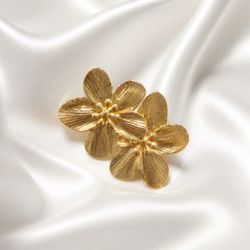 Gold Flower Statement Earrings