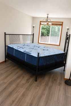 Newer Queen Stearns & Foster Estate 14.5" Luxury Mattress and Boxspring with Ethan Allen Bed Frame