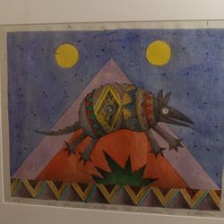 Francisco Mora Illustration Art Mixed Media Artist Proof Print Entitled "Alla Por Doude Audarau Los Autequos" 21" Wide 18" Tall