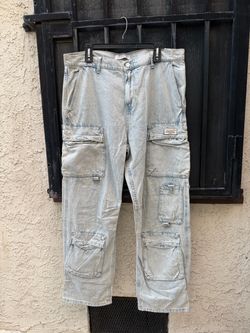 PacSun Light Wash Denim Cargo Pants 36x32