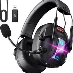 Brandnew Wireless Gaming Headset for PS5, PS4, PC, USB Over Ear Gaming Headphones with Noise Canceling Mic, Bluetooth 5.3, 100H Battery, Low Latency, 