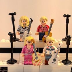 Dolly Parton Country Music 4pc Minifigures Guitars Microphones LEGO Compatible