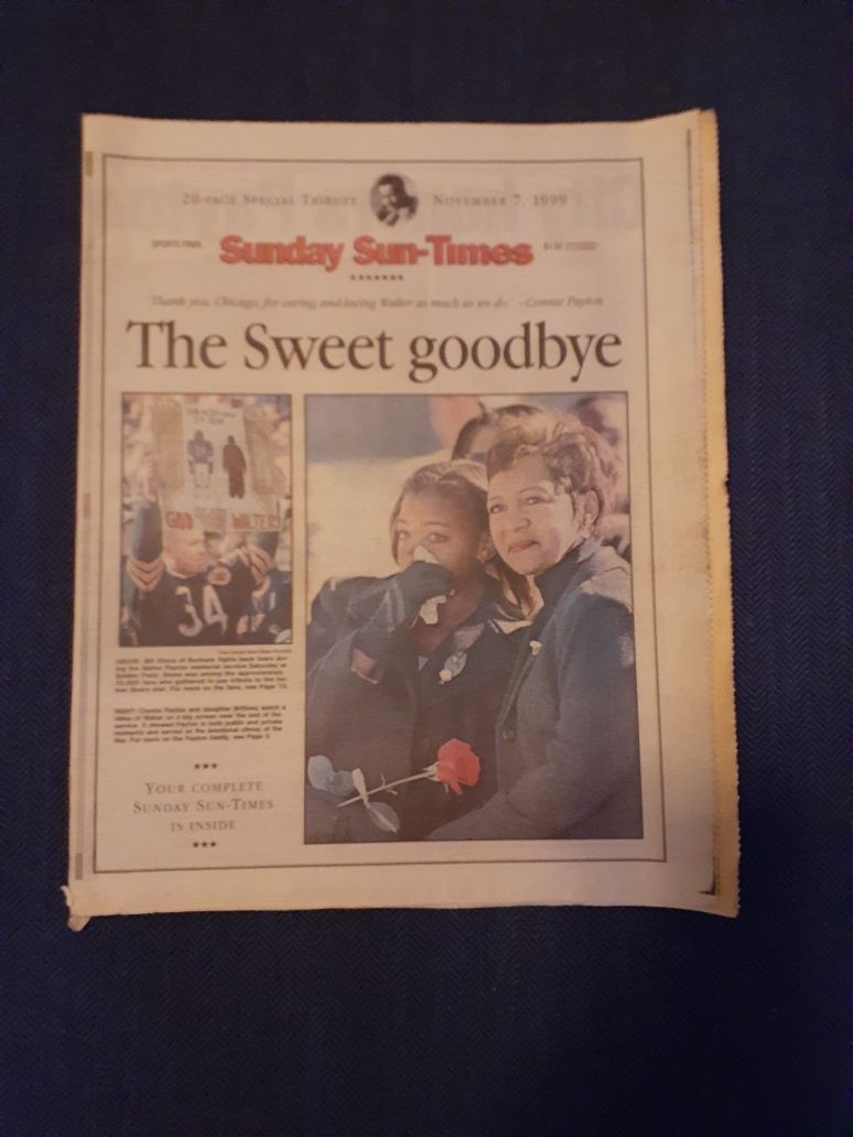 Chicago Sun Times November 7th 1999 Walter Payton