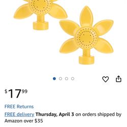 Lawn Sprinkler, 4.3 inch Yellow Flower Design, 2-Pack, Metal Spot Sprinklers for Small Lawn Areas, Kids Play