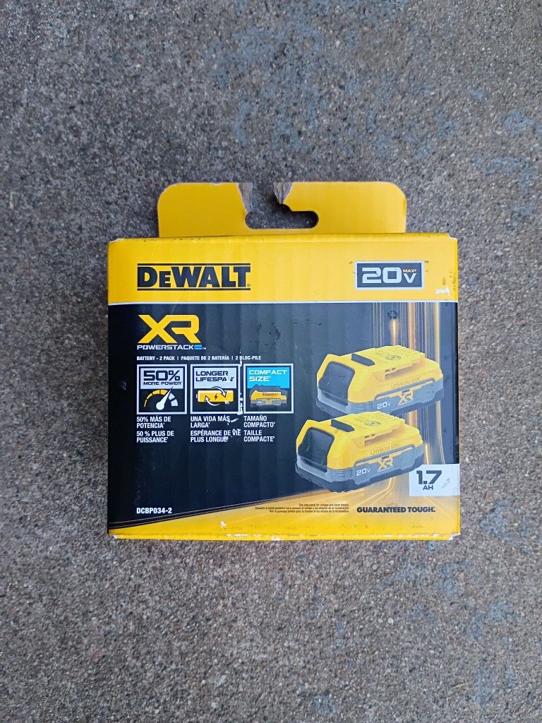 DEWALT XR 20V 1.7 AH 2-PACK BATTERY Brand New 